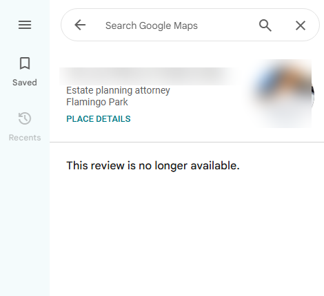 Review no longer available after removal