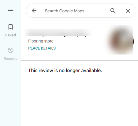 Review no longer available after removal