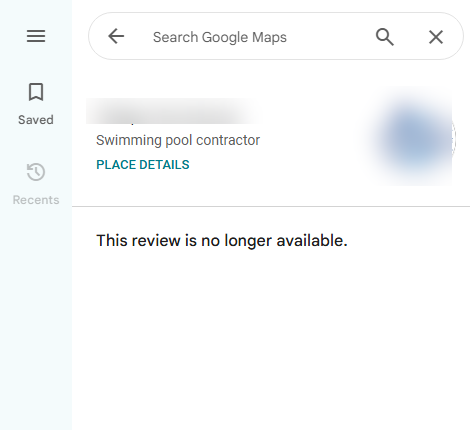 Review no longer available after removal
