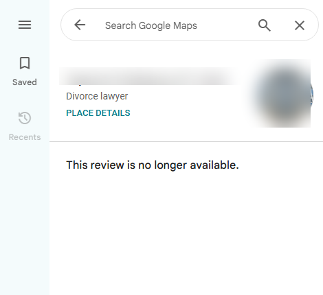 Review no longer available after removal