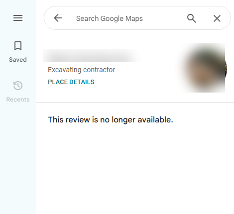Review no longer available after removal