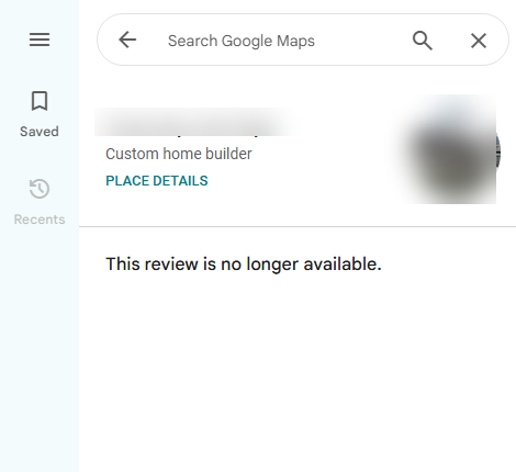 Review no longer available after removal