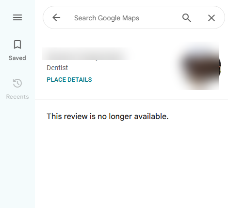 Review no longer available after removal