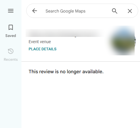 Review no longer available after removal
