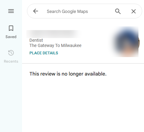 Review no longer available after removal