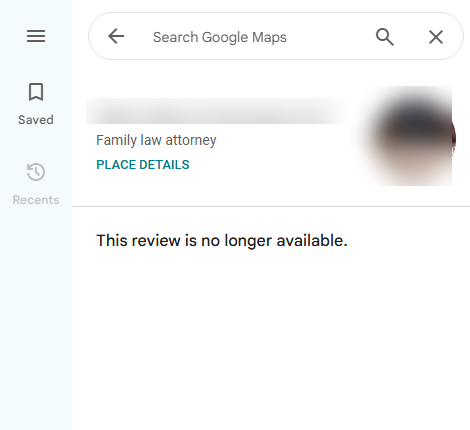 Review no longer available after removal