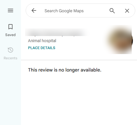 Review no longer available after removal