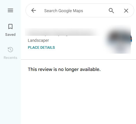 Review no longer available after removal