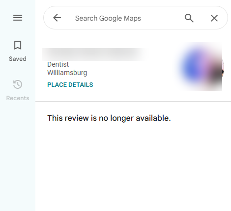 Review no longer available after removal