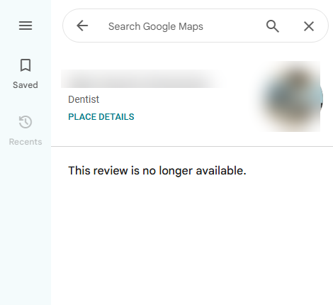 Review no longer available after removal