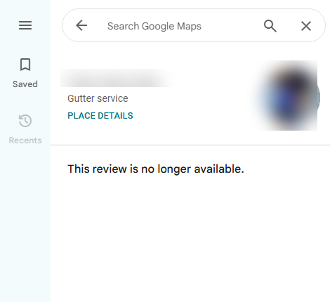 Review no longer available after removal