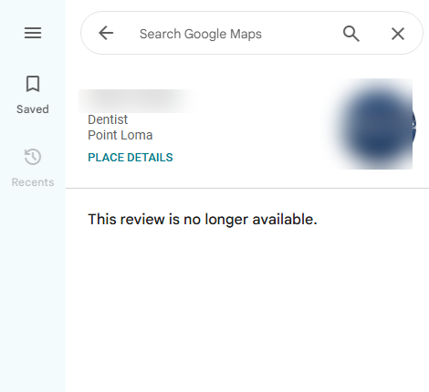 Review no longer available after removal