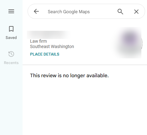 Review no longer available after removal